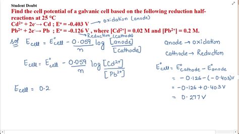 34 V,n=2 and[Cu 2+]=0. . Calculate the cell potential at 25c